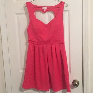 Pink cutout heart black skater valentine dress (L)
